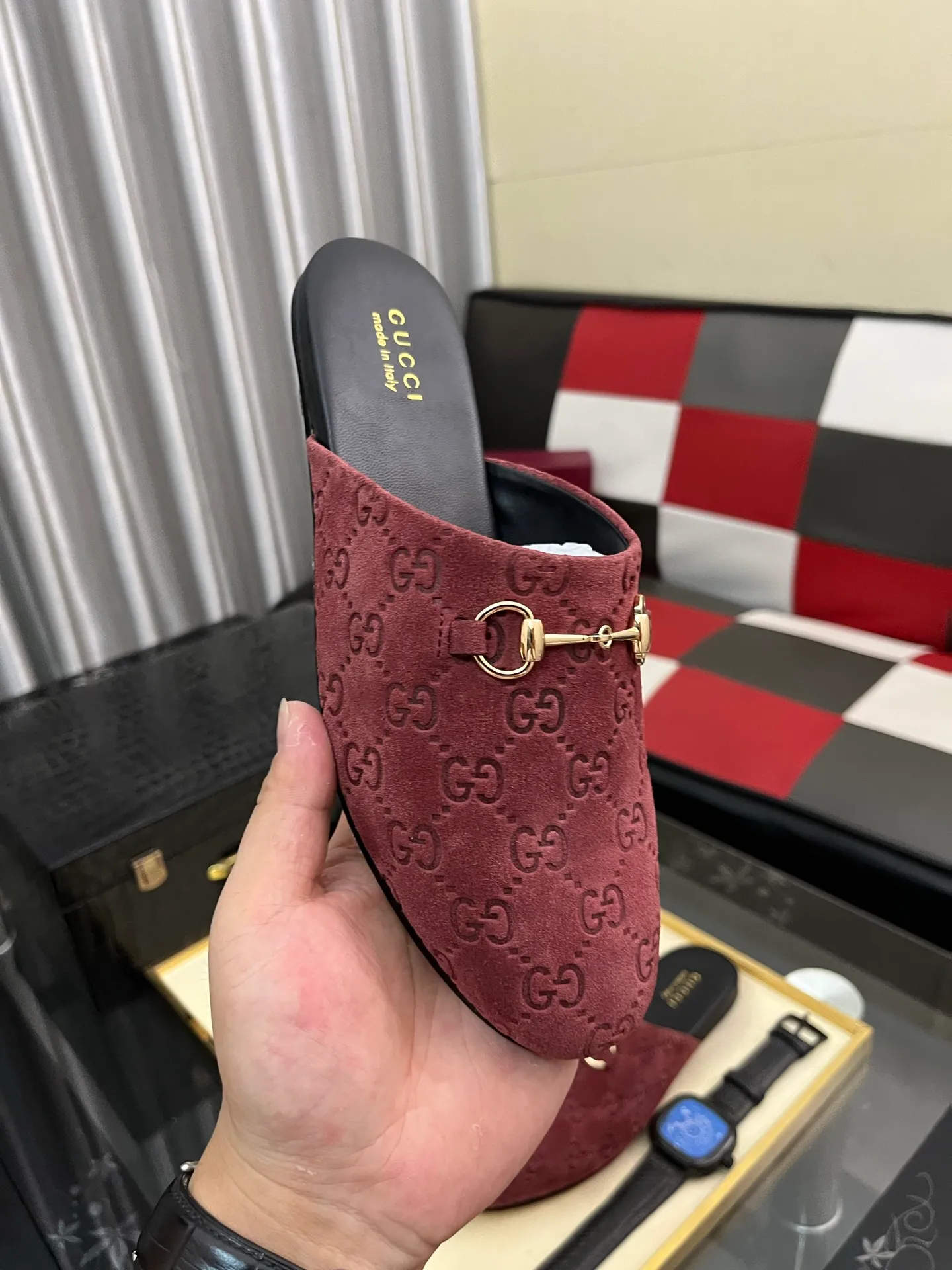 Men's shoes 💰480⌚️⌚️[Gucci] 2024 new season half-slip men's shoes, made of Italian imported first-layer frosted cowhide➕sheepskin lining, original hardware buckle, original combination wear-resistant outsole, real shot 🎬 Very comfortable on the feet, size 36-44